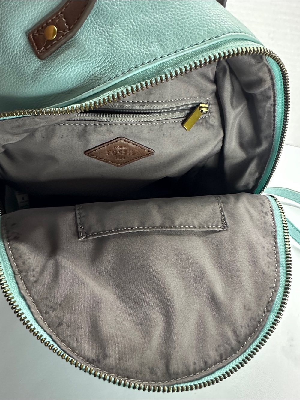 Fossil Pebbled Leather Mini Backpack in Mint - Picture 5 of 9